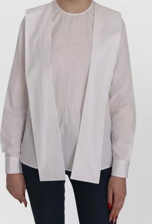 Dsquared2 cotton pleated long-sleeve crew-neck blouse