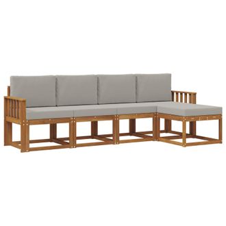 vidaXL Conjunto De Sof&aacute;s De Exterior 5 Pcs Gris Natural Y Claro Vidaxl
