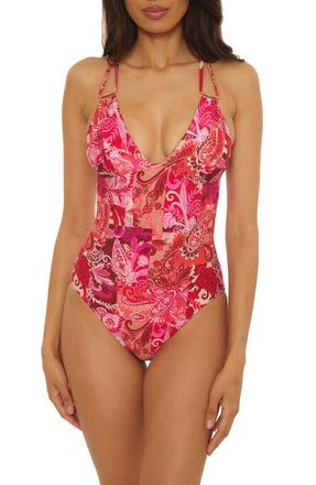 BECCA by Rebecca Virtue Bali One-Piece Swimsuit in Red Multi at Nordstrom, Size Medium