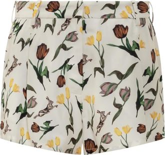 Marni Shorts met Tulp- en Hazenprint - Dames - Bermuda - Veelkleurig - 2XS - Korte Broeken
