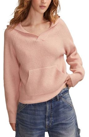 Lucky Brand Cloud Soft V-Neck Sweater Hoodie in Rose Smoke at Nordstrom, Size Medium