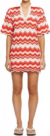 Kivari Leighton Mini Dress In Coral & Cream