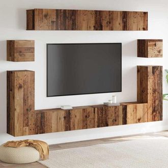 vidaXL Vidaxl - Conjunto De Mueble De Tv Montaje En La Pared 8 Pcs Madera Vieja