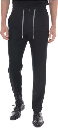 Marco Pescarolo Caracciolo Jogger Broek - Heren - Slim Fit Broeken - Zwart - XL - Wol - Broeken