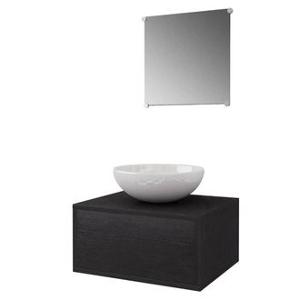 vidaXL Conjunto De Mueble Y Lavabo 3 Piezas Negro Vidaxl