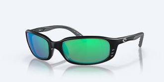 Costa Unisex Brine Polarized Sunglasses In Matte Black Frame Green Mirror Glass