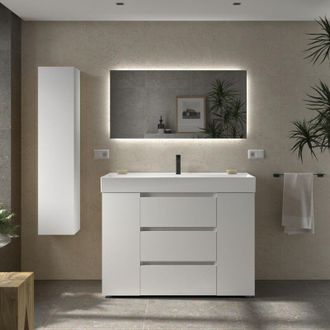 Cygnus Bath Mueble De Ba&ntilde;o Bequia Plus 3c 120cm Blanco Mate Lavabo Veneto Porcelana