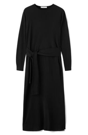Mango Knot Long Sleeve Knit Dress in Black at Nordstrom, Size 2