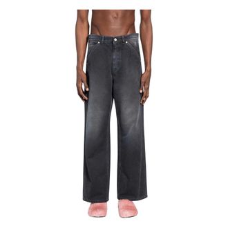 Marni Wide Jeans, male, Black, Size: M Flag Cotton Canvas Trousers