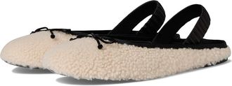 Stuart Weitzman Prima Bow Shearling Slingback Womens Dress Sandals Natural/Black : 10.5 M, Leather