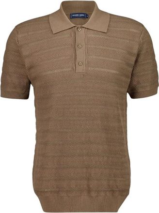 Frescobol Carioca Vidal Katoen Jacquard Polo - Heren - Polos - Bruin - M - Katoen - Tops