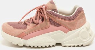 Ferragamo Pink Suede And Mesh Skylar Low Top Sneakers