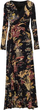 Etro Kleedjes, Dames, Zwart, S, Leer, Jurk met kleurrijke print