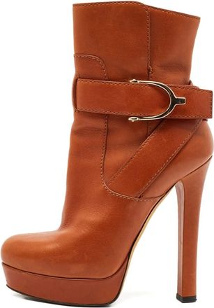 Gucci 130 mm laarzen met plateauzool en gesp - Bruin