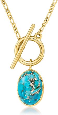 Ross-Simons Turquoise Toggle Necklace in 18kt Gold Over Sterling