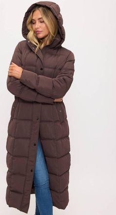 Coalition LA Long Puffer Coat In Chocolate