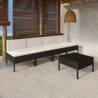 vidaXL 5 Pcs Garden Lounge Set Con Coj&iacute;n De Empuje De Terciopelo