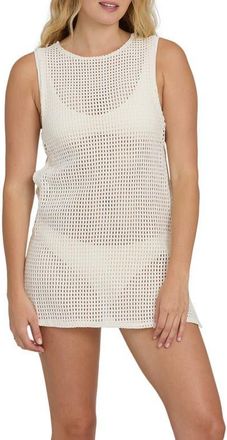 Billabong Rising Tides Open Stitch Cover-Up Dress in White Cap at Nordstrom, Size X-Large