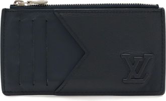 Louis Vuitton Navy Leather Coin Purse/Coin Case (Pre-Owned)