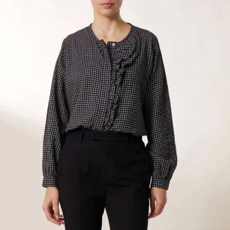 Leon & Harper Womens Colina Check Blouse In Black
