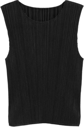 Pleats Please Issey Miyake Monthly Colors: May geplooide mouwloze top - Zwart
