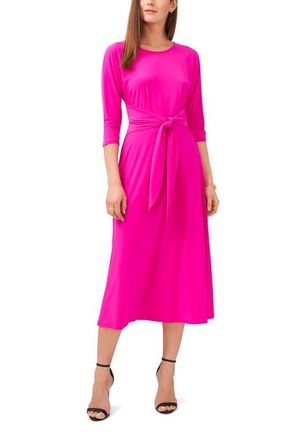 Chaus Tie Front Midi Dress in Fuchsia Pink at Nordstrom, Size Medium