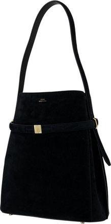 Toteme Womens Belted Calfskin Shoulder Bag Black
