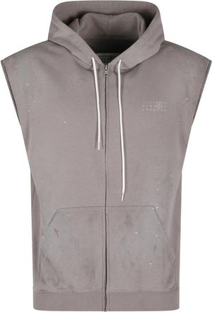Maison Margiela Vintage Mouwloos Sweat Jacket met Capuchon - Heren - Vesten met rits - Grijs - XS - Katoen - Hoodies & sweatvesten