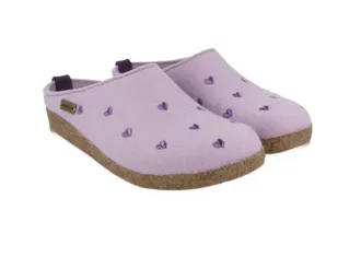 Haflinger Womens Grizzly Cuorcini Hearts Clog In Lilac