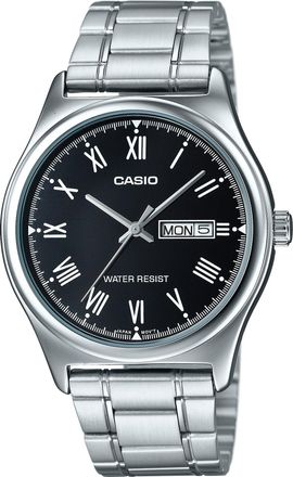 Casio Mens Black Dial Analog Watch with Day Date Stainless Steel Bracelet - MTP-V006D-1BUDF
