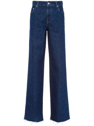 Miu Miu Jeans dritti con orlo a taglio vivo - Blu