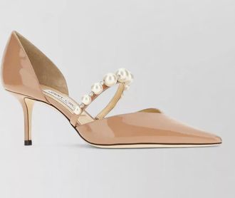 Jimmy Choo London aurelie pumps pointed toe kitten heel pearls