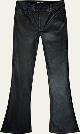 Monfrere Mens Clint Coated Denim Flare Jeans