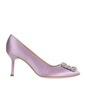 Manolo Blahnik Hangisi 70 Satin Jewel Buckle Pumps