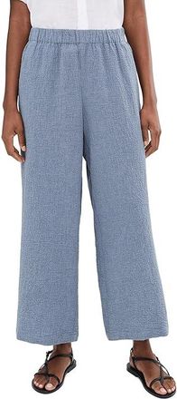 Eileen Fisher Petite Organic Cotton Doubleweave Ankle Wide Pants Womens Clothing Haze : PL (14P-16P) 25.5, Cotton/Elastane