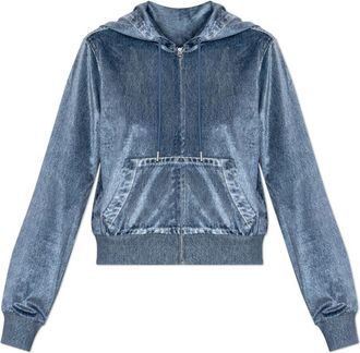 Rag & Bone Miramar Velvet Hoodie - Dames - Vesten met rits - Blauw - M - Polyester - Hoodies & sweatvesten