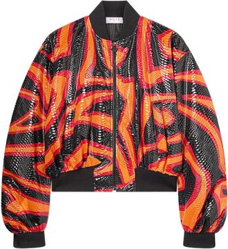 Pucci Iride-print Jas met slangenhuideffect - Dames - Bomber jackets - Veelkleurig - S - Jassen