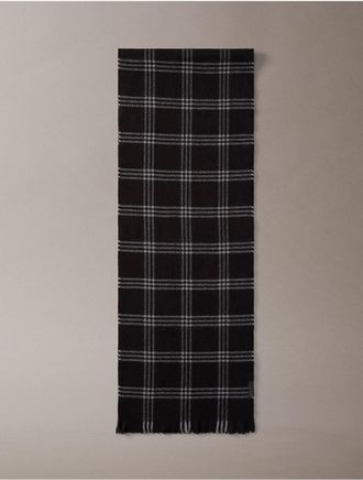 Calvin Klein Mens Plaid Yarn-Dyed Scarf - Black