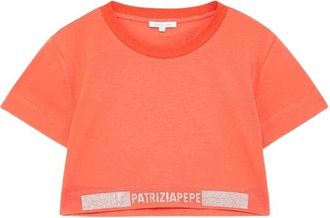 Patrizia Pepe Logo Tape T-Shirt - Dames - T-shirts - Roze - XS - Katoen - Tops