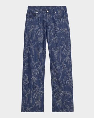 Etro Men & apos;s Roma Jacquard Denim Straight-Leg Jeans