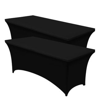Gabrielle Mantel De Cocina El&aacute;stico Gabrielle [183 X 76 X 76 Cm] De Poli&eacute;ster Y Elastano, Lavable A M&aacute;quina Y Antiarrugas (juego De 2, Negro)