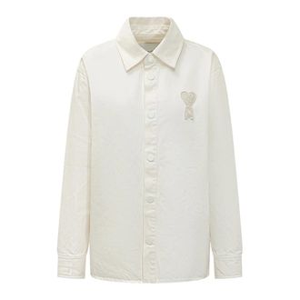 Ami Shirts, female, Beige, Size: 2XS De Coeur Overshirt