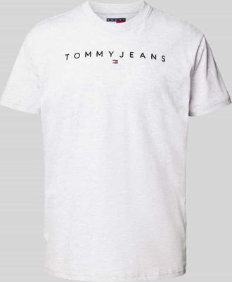 Tommy Jeans T-Shirt mit Label-Stitching in Hellgrau Melange, Größe XXL