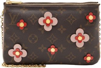 Louis Vuitton Brown Monogram Canvas Blooming Flowers Double Zip Pochette (Authentic Pre-Loved)