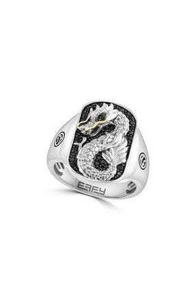 Effy Sterling Silver & 14K Gold Pave Black Sapphire Dragon Ring in Silver/gold at Nordstrom Rack, Size 10