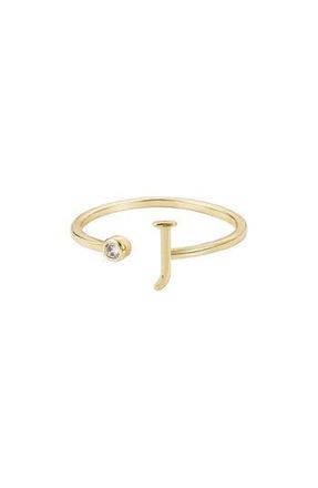 Adornia CZ & Initial Open Band Ring in Gold-J at Nordstrom Rack