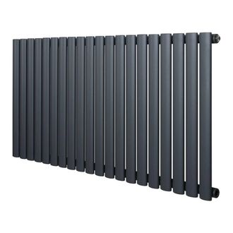MonsterShop Oval Single Column Radiator - 600 x 1200mm - Anthracite Grey
