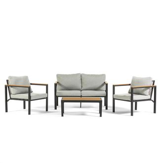 Siediti Fuori e Dentro Set de exterior 4 plazas en acero, cuerda y polywood gris oscuro