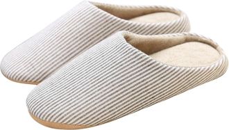 Generic Women Christmas Fluffy Slippers Women Autumn Striped Leisure Silent Anti Slippers Size 5 Coffee