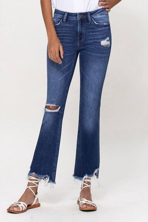 Flying Monkey Sasha Mid Rise Ankle Flare Jeans In Dark Wash